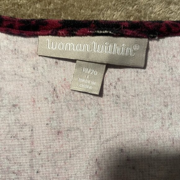 Woman Within Dress Womens 18/20 Midi Velour Velvet Pink Paisley Button Front - Picture 2 of 7